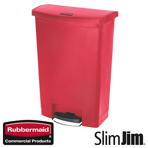 Afvalbak Slim Jim Front Step On container Rubbermaid 90 liter rood